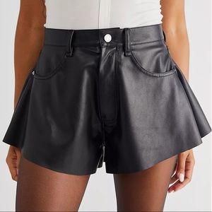 WeWoreWhat Flare Vegan Leather Bell Shorts